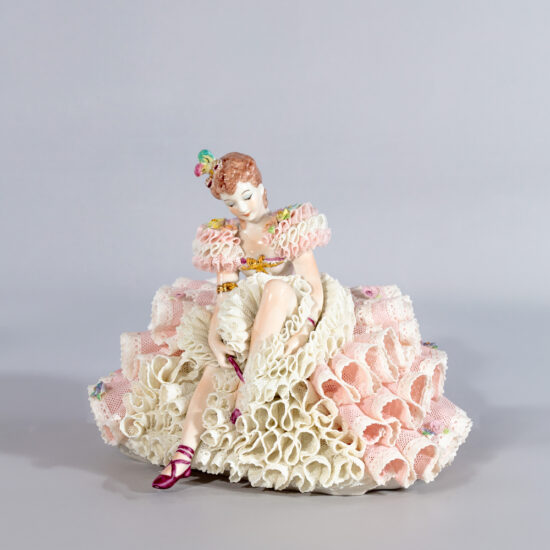 Rose of Tralee - pink half lace - Irish Dresden